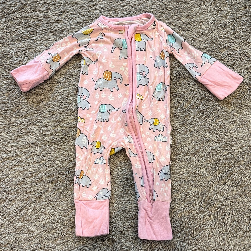 Preemie Little Sleepies Pink Elephant Zippy